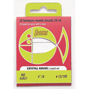 Sensas Vorfachhaken Crystal rot 20cm 10Stk.