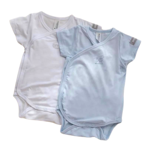 Bamboom Body maniche corte 2 pz Azzurro e Bianco 6M 6M