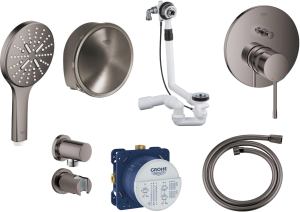 Grohe Essence zestaw wannowy podtynkowy z napełnianiem przez przelew Talentofill hard graphite