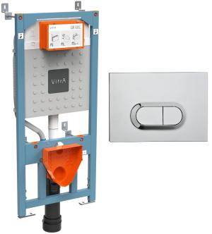 Zestaw Vitra stelaż podtynkowy do miski WC + Vitra Loop O - przycisk spłukujący chrom 762-5800-01+740-0580