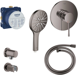Zestaw prysznicowy Grohe Essence 6w1 24057A01 z słuchawką prysznicową hard graphite
