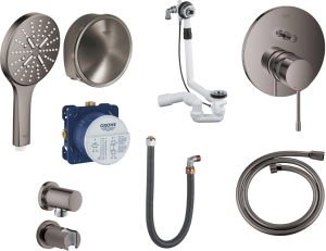 Grohe Essence zestaw wannowy podtynkowy z napełnianiem przez przelew Talentofill hard graphite