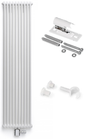 Vasco RIitmo V-2K/65 grzejnik łazienkowy 45 x 180 cm 1300 W+ konsola zaciskowa 30mm 2szt. + uchwyt dystansowy 2 szt. biały RRN2018001029KK