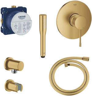 Zestaw prysznicowy Grohe Essence 6w1 24057GN1 z słuchawką prysznicową brushed cool sunrise