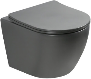 Emporia NOX miska wisząca WC 49 x 37 cm bezrantowa z deską wolnoopadającą slim ciemny szary mat 0114-MDG