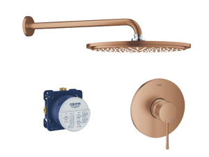 Zestaw prysznicowy Grohe Essence 3w1 24057DL1 z deszczownicą ścienną brushed warm sunset