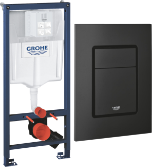 Grohe Rapid SL 3w1 zestaw stelaż + przycisk Skate Cosmopolitan S phantom black / czarny mat 39750001+37535KF0