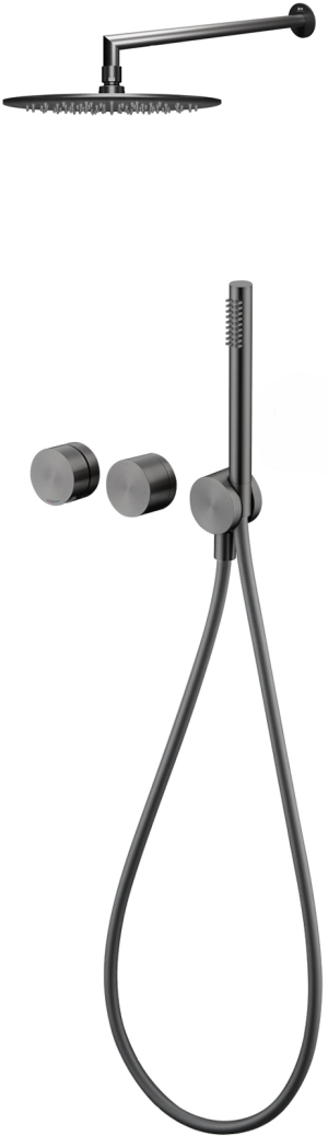 Emporia Ovelo zestaw prysznicowy z deszczownicą gun metal ZESTAW-OVELO-65-BN