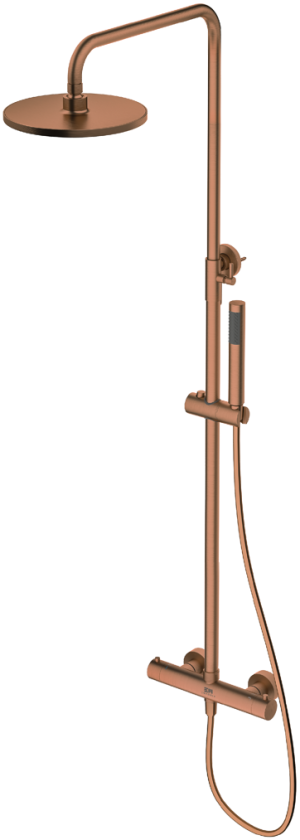 Emporia kolumna natryskowa termostatyczna, 2-funkcyjna, z zestawem natryskowym i deszczownicą Ø250 mm, miedź szczotkowana 0401202BRG