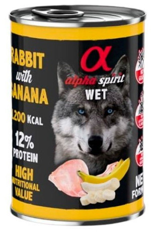 Alpha Spirit Conejo con Plátano Perro Latas 400 gr