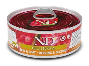 Farmina ND Quinoa Skin Coat Arenque Gato Latas 24 x 80 gr