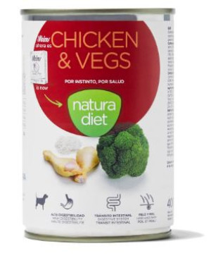 Natura Diet Chicken & Vegs para Perros Latas 12 x 400 gr