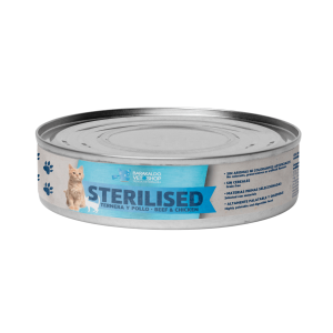 BVS Vet Shop Sterilised Grain Free Ternera y Pollo Lata para Gatos Blanco 18 x 85 gr