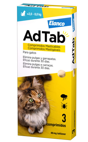 AdTab Comprimidos Masticables para Gatos 2 - 8 kg - 3 comprimidos