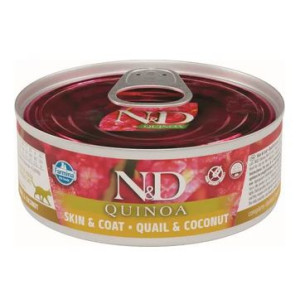 Farmina ND Quinoa Skin Coat Codorniz Gato Latas 24 x 80 gr