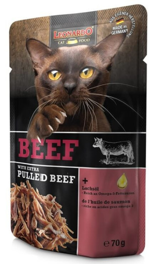 Leonardo Pulled Beef Ternera Sobre para Gatos 70 gr
