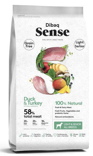Dibaq Sense Perro Light & Senior Grain Free Pato y Pavo 12 Kg