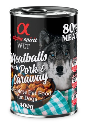 Alpha Spirit Albóndigas Cerdo y Alcaravea Para Perros 6 x 400 gr