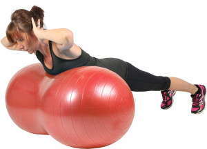 Piłka gimnastyczna (rehabilitacyjna), orzeszek Mambo Max AB Peanut Ball MoVes czerwona 50x100 cm (z pompką) - 05-011103