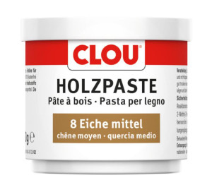 CLOU Holzpaste - 150 Gramm | Eiche mittel | gebrauchsfertige Spachtelmasse | Trittfest | kleine Schäden sofort reparieren | große Farbvielfalt