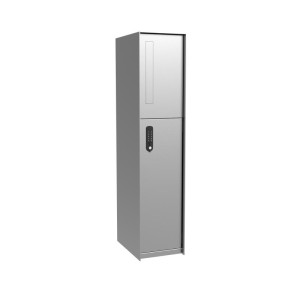 eSafe Aluminium Paketbriefkasten Fenix Front für Häuser freistehend | Weißaluminium matt | Empfang & Abholung von Paketen