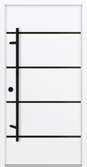 FM Aluminium Haustür AC 68 Blackline Modell M22 - Weiß | DIN Links - nach außen öffnend | 1100 x 2100 mm | keine / ohne Drückergarnitur