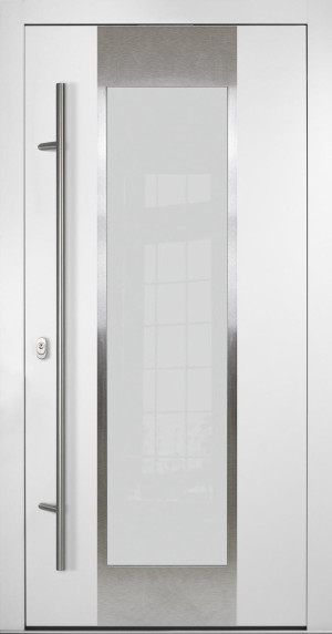 FM Aluminium Haustür DS 92 Modell 08 Weiß mit VSG Vierfachverglasung | DIN Rechts - nach außen öffnend | 1100 x 2100 mm