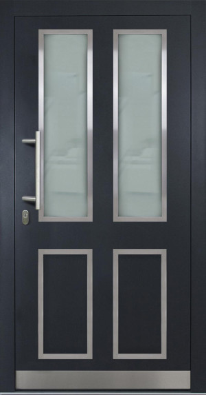 FM Aluminium Haustür DS 92 Modell 09 Anthrazit mit Vierfachverglasung | DIN Links - nach außen öffnend | 1100 x 2100 mm