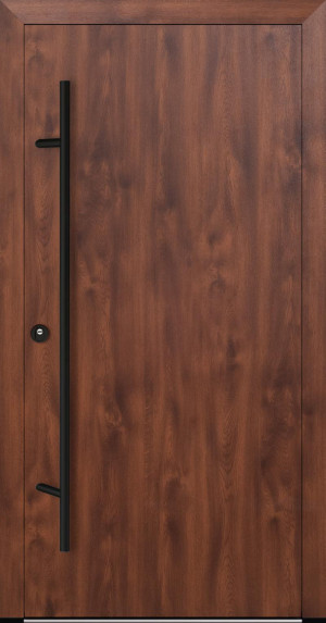 FM Aluminium Haustür DS 92 Blackline Modell M20 - Nußbaum | DIN Rechts - nach innen öffnend | 980 x 2080 mm | keine / ohne Drückergarnitur