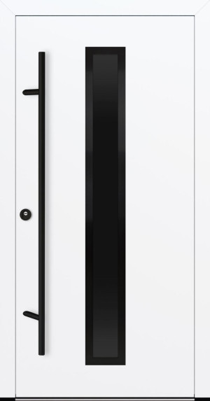 FM Aluminium Haustür DS 92 Blackline Modell M21 - Weiß | mit 3-fach-Wärmeschutzglas: ESG Reflex Grey | DIN Links - nach außen öffnend