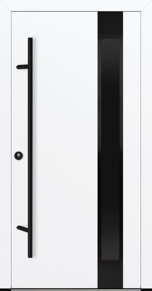 FM Aluminium Haustür DS 92 Blackline Modell M24 - Weiß | mit 3-fach-Wärmeschutzglas: ESG Reflex Grey | DIN Links - nach innen öffnend