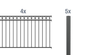 Alberts Zaun-Set Circle, in verschiedenen Ausführungen+Längen, anthrazit | zum Einbetonieren | Zaunhöhe: 1000 mm | 8 Meter Set