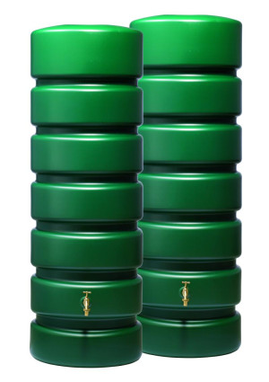Garantia Classico Gartentank-Set 1300 Liter grün 2 x CLASSICO 650 Liter inkl. Verbinder | praktisch und schön | beliebig erweiterbar | UV-stabil