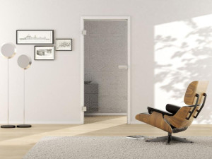 Griffwerk Glasdrehtür ESG 3D 672 Studio/Office | Pure White klar | DIN Links | 709x2097x8 mm | Ausführung DIN Links