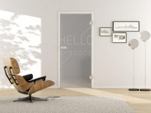 Griffwerk Glasdrehtür ESG Typo 688 Studio/Office | Moon Grey matt | DIN Rechts | 959x2097x8 mm | Ausführung DIN Rechts | beidseitig bearbeitet