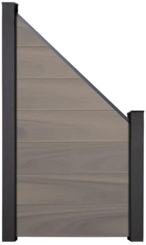 GroJa Solid Grande Steckzaun schräg 90x180 cm, ohne Pfosten | braun co-extrudiert | 7 Füllungen & Abschlussprofil | inkl. Distanzstücke