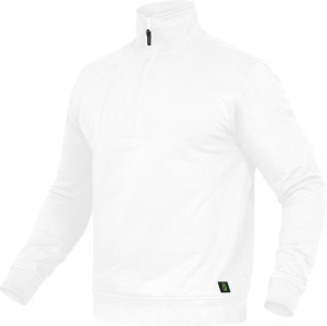 Leibwächter Zip-Sweater Paul - Flex-Line | weiß | (d) Größe: L | Flächengewicht: 290 g/qm | mit Stehkragen | Brusttasche mit Naht-Reißverschluss