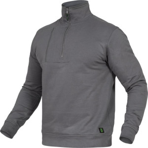 Leibwächter Zip-Sweater Paul - Flex-Line | Grau | (d) Größe: L | Flächengewicht: 290 g/qm | mit Stehkragen | Brusttasche mit Naht-Reißverschluss