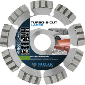 Nozar Diamant-Trennscheibe - Laser Turbo-S-Cut | 115x22,23 mm | Geeignet für: Sägen, Schneiden & Trennen | Durchmesser: 115 mm