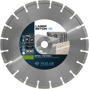Nozar Diamant-Trennscheibe Laser Beton 10 | 300x25,4 mm | Geeignet für: Sägen, Schneiden & Trennen | Durchmesser: 300 mm | Nass- und Trockenschnitt
