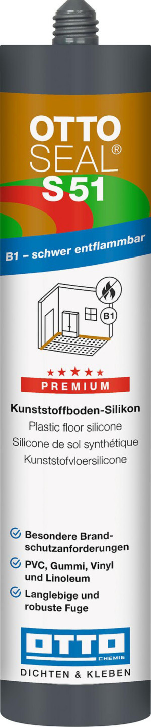 Ottoseal S 51 Silicon - 310 ml Kartusche | C67 ANTHRAZIT | für PVC-, Gummi- und Linoleumböden | in verschiedenen Farben wählbar | Lag.1702109