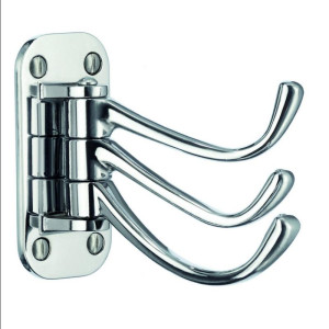 Beslagsboden "by Smedbo" 3-Fach Haken, schwenkbar | Chrom poliert | Chrom poliert | schwenkbar | Höhe 82 mm | Lag.1702109 | Smedbo Nr.: BK248