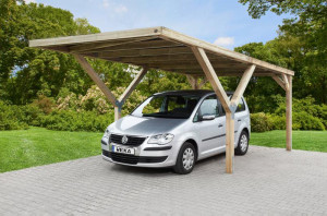 Weka Y-Einzel-Carport 612 - Flachdach | 300x362 cm | keine bzw. ohne Dachplatten | zur Selbsteindeckung