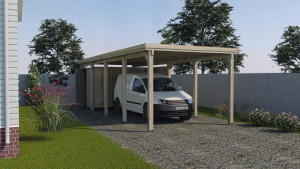 Weka Einzel-Carport 617 - Flachdach | 294x784 cm - Gr. 3 | mit Trapezblech | Inkl. Stahltrapezblechdach