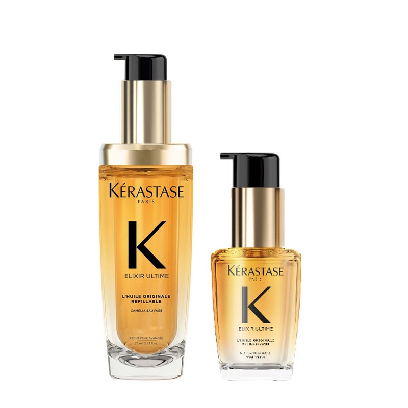 Kérastase Elixir Ultime L'Huile Originale Hair Oil Refill 75ml & Elixir Ultime L'Huile Originale Hair Oil 30ml Duo