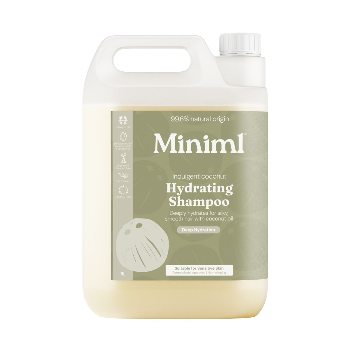 Miniml Hydrating Shampoo for Dry Hair Indulgent Coconut 5L Refill
