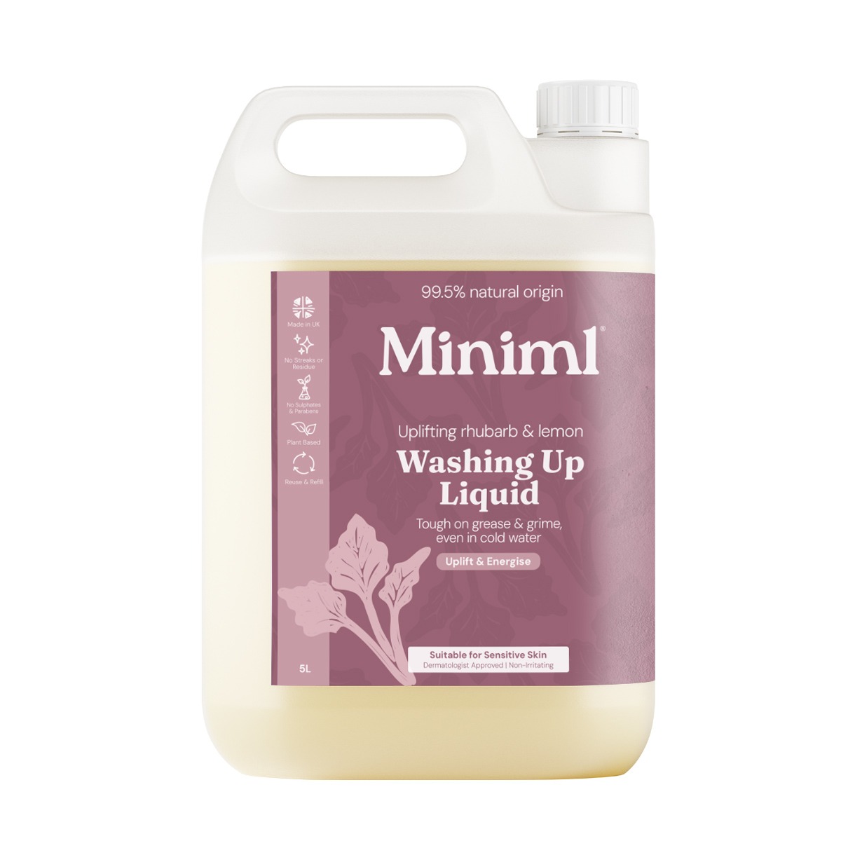 Miniml Washing Up Liquid Uplifting Rhubarb & Lemon 5L Refill