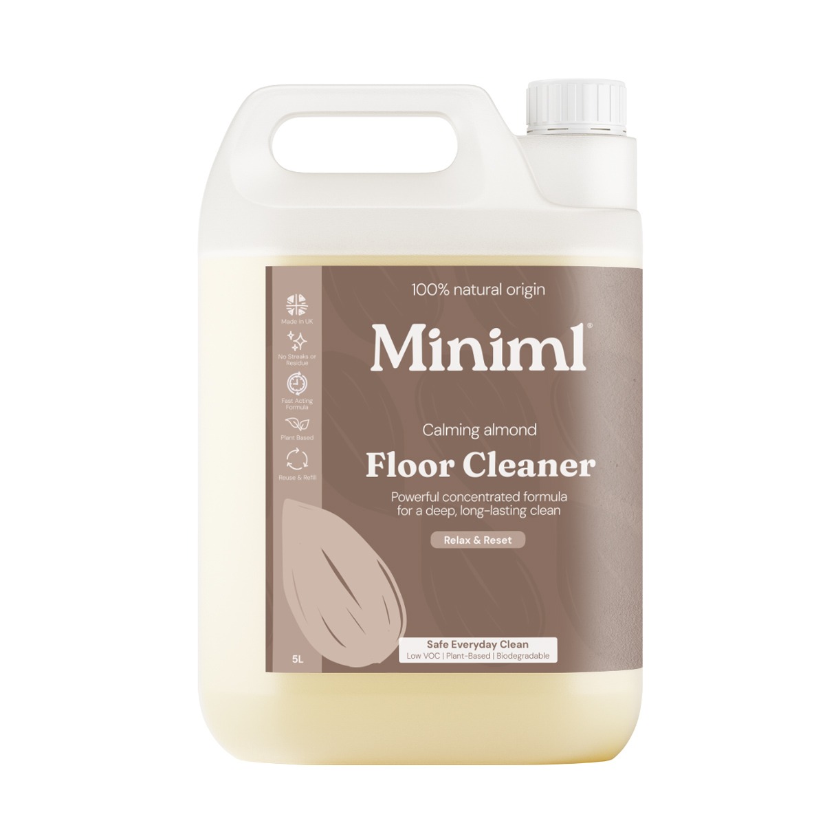 Miniml Floor Cleaner Calming Almond 5L Refill (200 Washes)