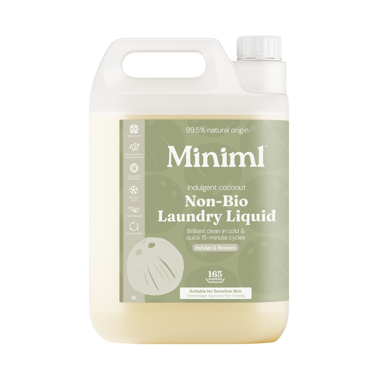Miniml Laundry Liquid Indulgent Coconut 5L Refill (165 Washes)