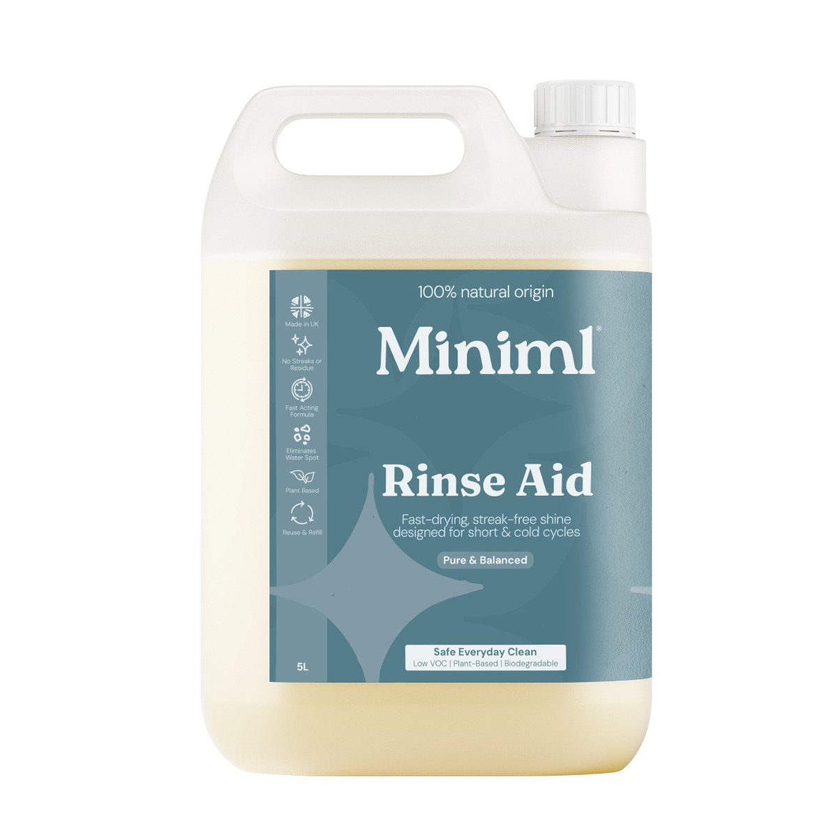 Miniml Rinse Aid Pure Fragrance Free 5L Refill